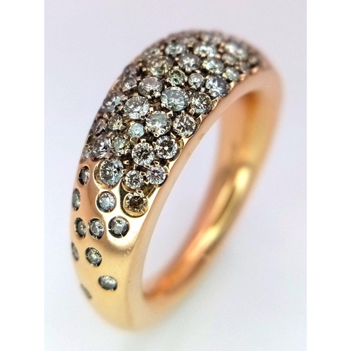 184 - A Stunning 18K Yellow Gold Champagne Colour Diamond Ring. Beautifully paved setting with asteroid ta... 
