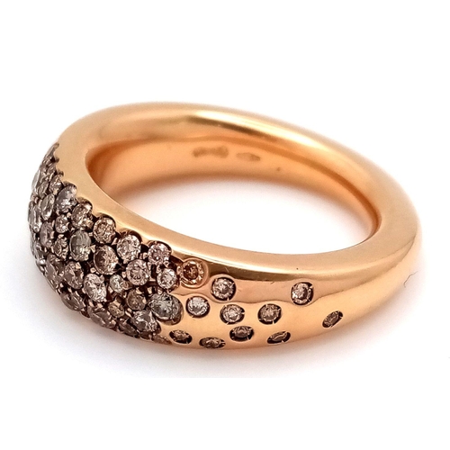184 - A Stunning 18K Yellow Gold Champagne Colour Diamond Ring. Beautifully paved setting with asteroid ta... 