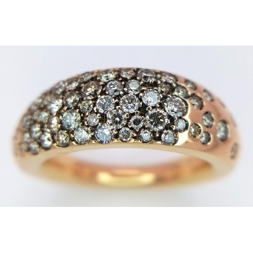 184 - A Stunning 18K Yellow Gold Champagne Colour Diamond Ring. Beautifully paved setting with asteroid ta... 