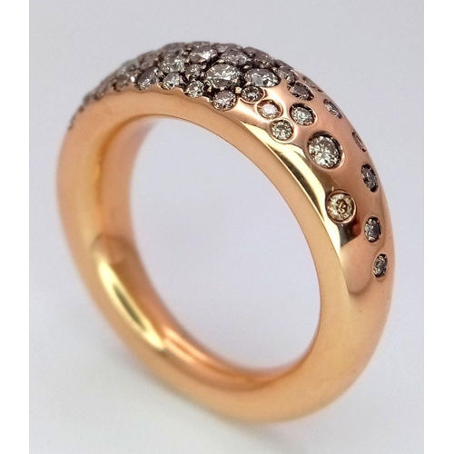 184 - A Stunning 18K Yellow Gold Champagne Colour Diamond Ring. Beautifully paved setting with asteroid ta... 