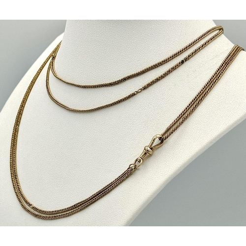 15 - A Vintage 9K Yellow Gold Rope Length Chain with Albert Clasp. 156cm length. A couple of minor repair... 