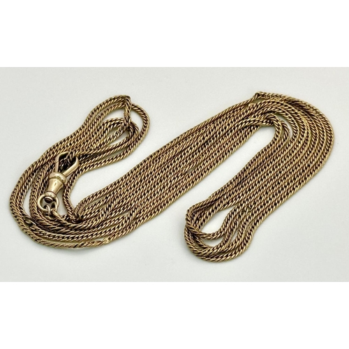 15 - A Vintage 9K Yellow Gold Rope Length Chain with Albert Clasp. 156cm length. A couple of minor repair... 