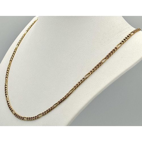 22 - A Vintage 9K Yellow Gold Figaro Link Chain. 54cm. 12.9g weight.