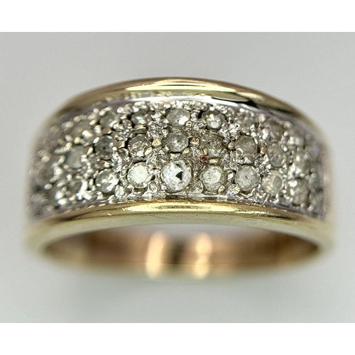 228 - A 9K YELLOW GOLD DIAMOND SET RING. 0.50CTW. 3.6G. SIZE M. SP3004.