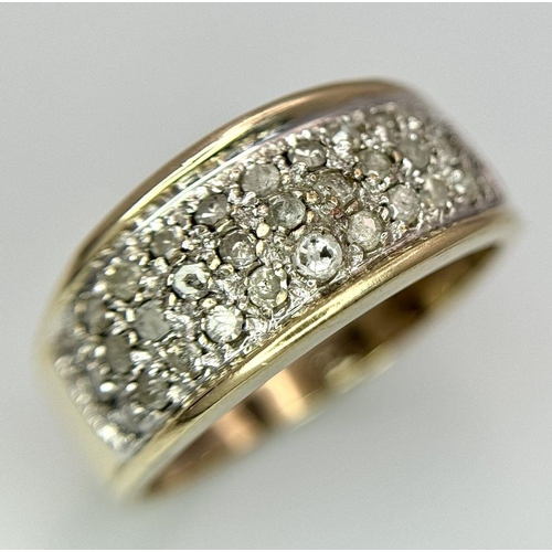 228 - A 9K YELLOW GOLD DIAMOND SET RING. 0.50CTW. 3.6G. SIZE M. SP3004.