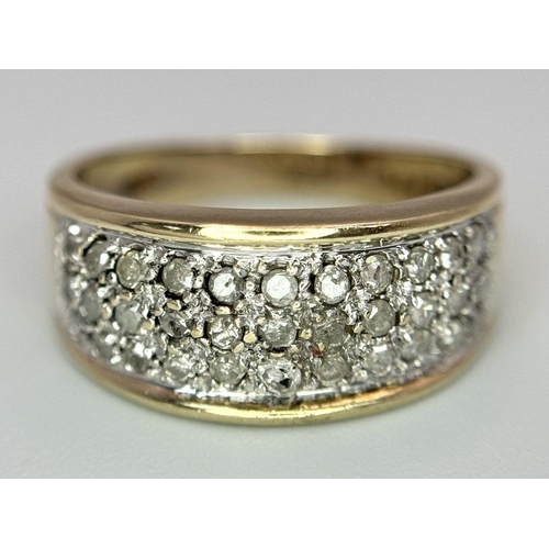 228 - A 9K YELLOW GOLD DIAMOND SET RING. 0.50CTW. 3.6G. SIZE M. SP3004.