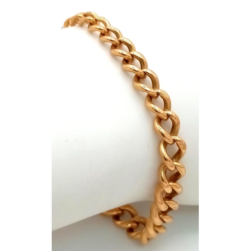 3 - An Antique 18K Yellow Gold Bracelet with Albert Chain Clasp. Graduated curb links. 20.8g weight.