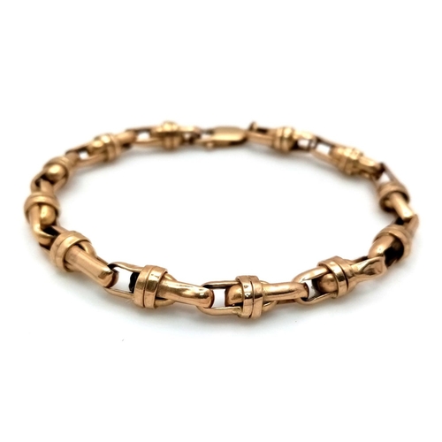 36 - A Vintage 9K Yellow Gold Lantern Link Bracelet. 18cm. 7.5g weight.