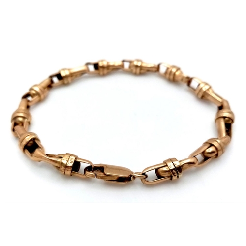 36 - A Vintage 9K Yellow Gold Lantern Link Bracelet. 18cm. 7.5g weight.