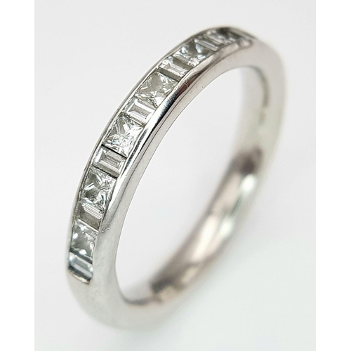 39 - A PLATINUM MIXED CUT DIAMONDS BAND RING. 0.40CT. 5.8G. SIZE M. SC3023.