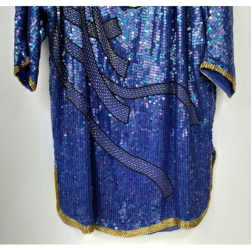 603 - A vintage sequin tunic dress, fabulous 80's shoulder pads, fully lined, fits a UK size 12. Please se... 