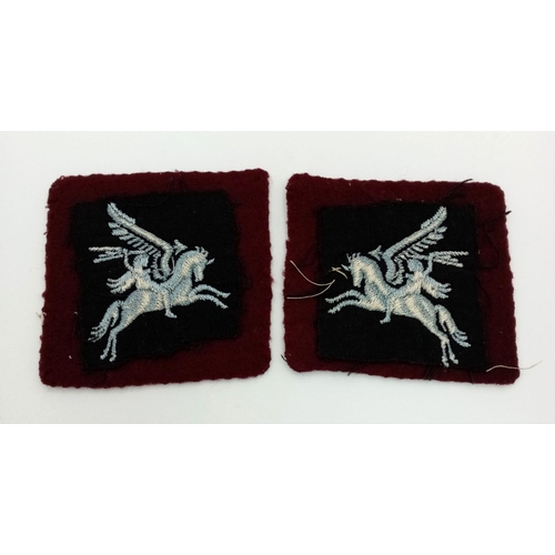 196 - A Pair of Vintage British Airborne Embroidered Pegasus Formation Sign Patches. Facing pair.