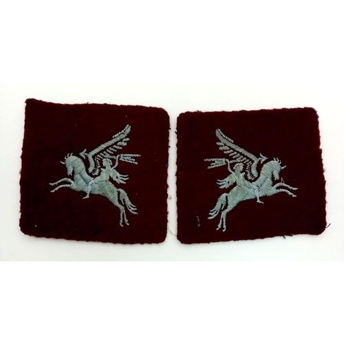 196 - A Pair of Vintage British Airborne Embroidered Pegasus Formation Sign Patches. Facing pair.