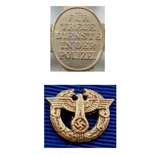 229 - A 3rd Reich Police 18 Year Loyal Service Medal and stick pin