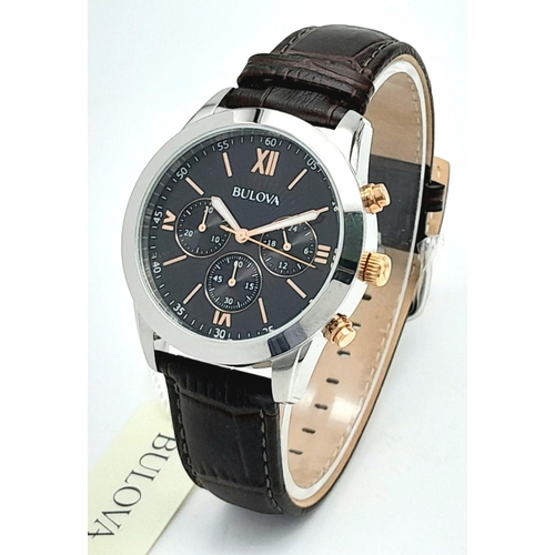 240 - An Men’s Bulova Chronograph Watch Model 98A142. 41mm Case. Full Working Order. Complete with Box, Ta... 