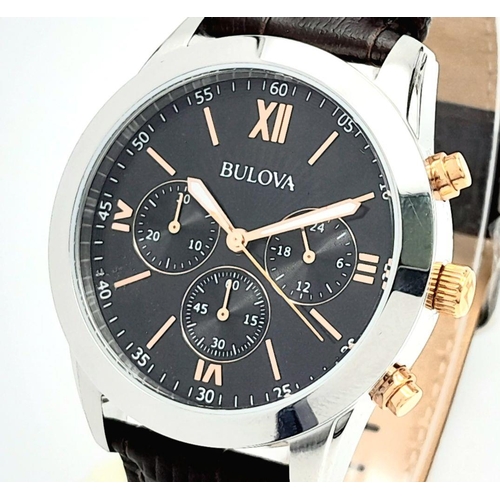 240 - An Men’s Bulova Chronograph Watch Model 98A142. 41mm Case. Full Working Order. Complete with Box, Ta... 