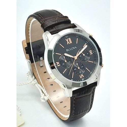 240 - An Men’s Bulova Chronograph Watch Model 98A142. 41mm Case. Full Working Order. Complete with Box, Ta... 