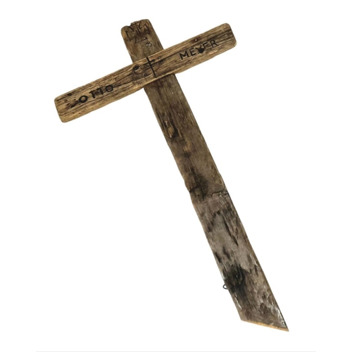 594 - A WW1 German Wooded Gave Marker. This was a temporary made cross which got replaced with a proper st... 