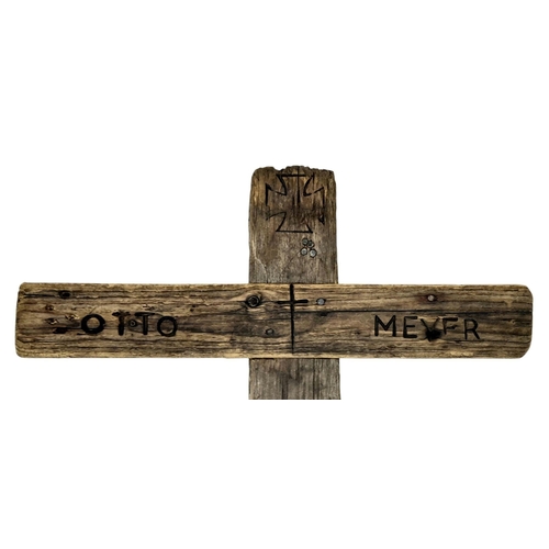 594 - A WW1 German Wooded Gave Marker. This was a temporary made cross which got replaced with a proper st... 