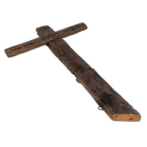 594 - A WW1 German Wooded Gave Marker. This was a temporary made cross which got replaced with a proper st... 