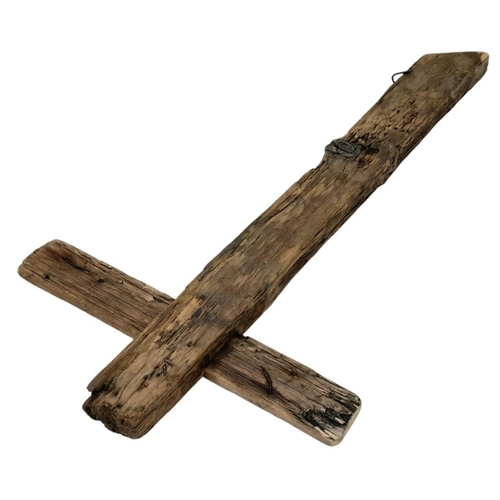 594 - A WW1 German Wooded Gave Marker. This was a temporary made cross which got replaced with a proper st... 