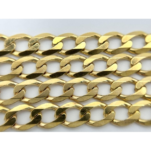 134 - A 9K Yellow Gold Flat Curb Link Chain. 44cm. 8g weight.