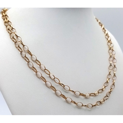 128 - A 9K GOLD 84cms LONG BELCHER NECK CHAIN .   7.8gms