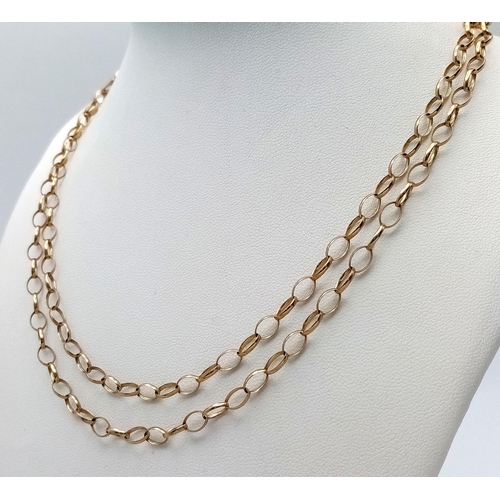 128 - A 9K GOLD 84cms LONG BELCHER NECK CHAIN .   7.8gms