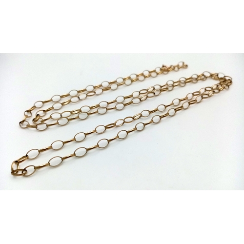 128 - A 9K GOLD 84cms LONG BELCHER NECK CHAIN .   7.8gms