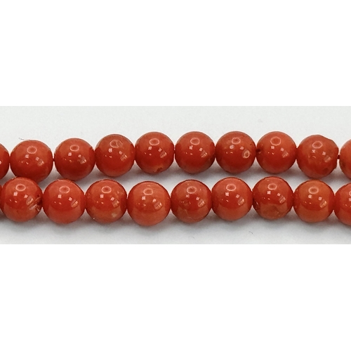 597 - A Vintage Red Coral Necklace. 46cm.