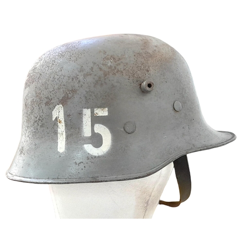 62 - Amazing Condition German M18 Stahlhelm Helmet with civil liner and chinstrap. This re-used WW1 helme... 