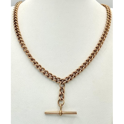 72 - AN ANTIQUE 9K ROSE GOLD DOUBLE ALBERT WATCH CHAIN IN AS NEW CONDITION HAVING EACH LINK INDIVIDUALLY ... 