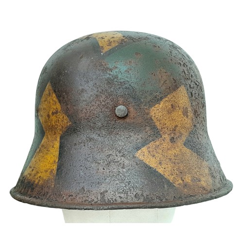 55 - A beautiful Barn Found Imperial German Camouflage 1916 Model Stahlhelm Helmet. No liner. Found in an... 