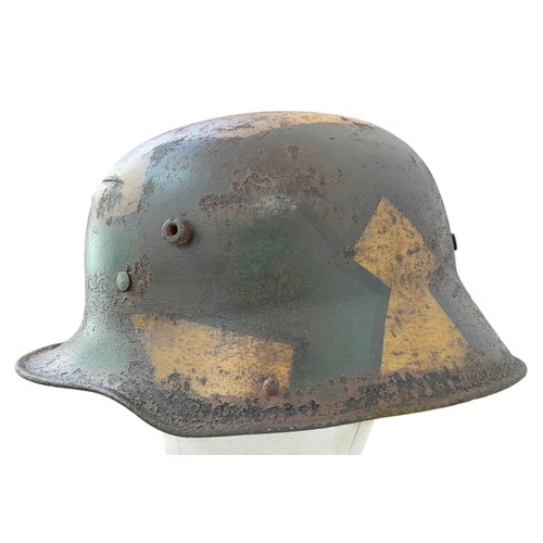 55 - A beautiful Barn Found Imperial German Camouflage 1916 Model Stahlhelm Helmet. No liner. Found in an... 