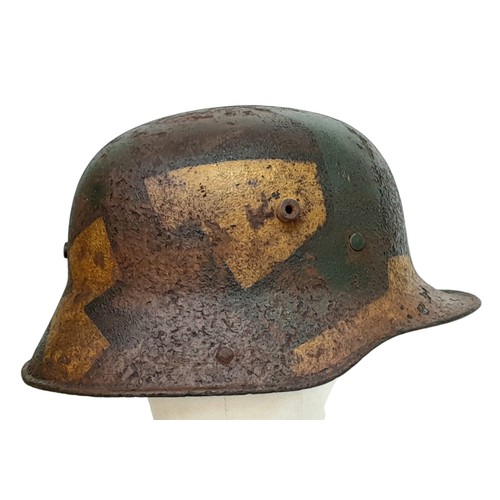 55 - A beautiful Barn Found Imperial German Camouflage 1916 Model Stahlhelm Helmet. No liner. Found in an... 