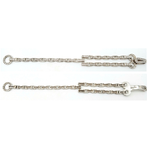 111 - Genuine Paul Kennedy hallmarked SILVER TENNIS BRACELET.Having Single and Tramline double row of Zirc... 