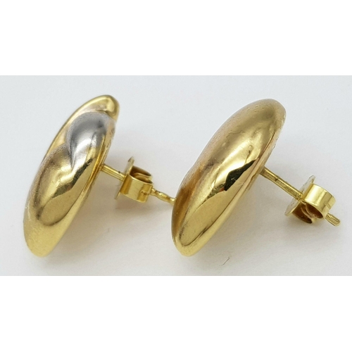 21 - Stunning Pair of designer 9 carat YELLOW & WHITE GOLD EARRINGS. Full UK Hallmark. Complete with Gold... 