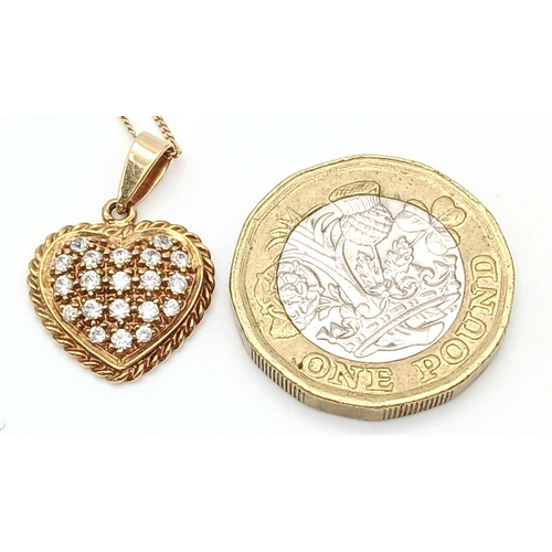 223 - Beautiful 9 carat GOLD ‘HEART’ PENDANT, cluster set with sparkling Crystal detail. Mounted on a 9 ca... 