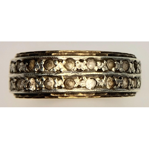 230 - Impressive and unusual 9 carat GOLD DOUBLE ROW ETERNITY RING. Full UK hallmark. Complete with Jewell... 