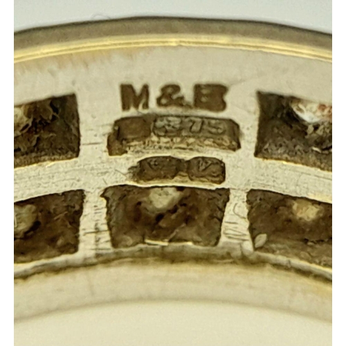 230 - Impressive and unusual 9 carat GOLD DOUBLE ROW ETERNITY RING. Full UK hallmark. Complete with Jewell... 