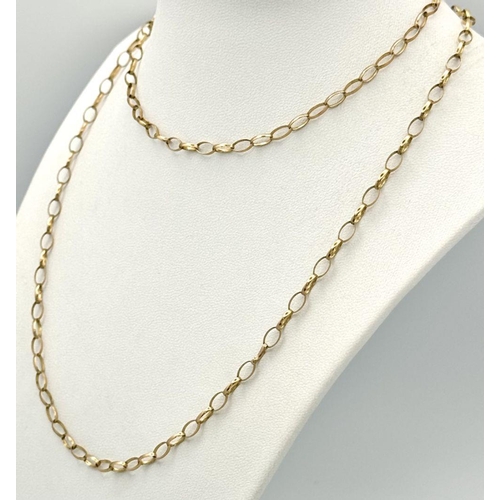 86 - A 9K Yellow Gold Belcher Link Chain. 76cm length. 7g weight.