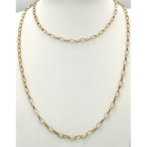 86 - A 9K Yellow Gold Belcher Link Chain. 76cm length. 7g weight.