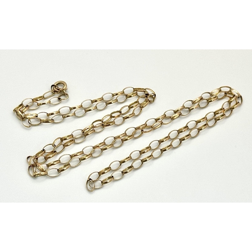 86 - A 9K Yellow Gold Belcher Link Chain. 76cm length. 7g weight.