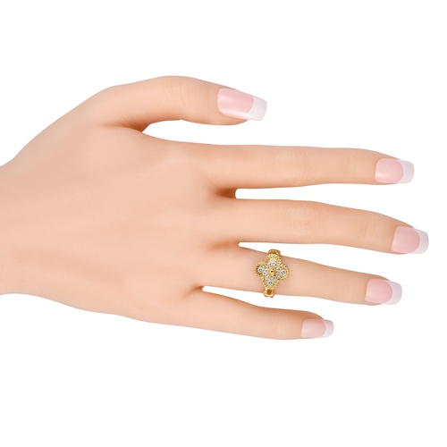 190 - Van Cleef & Arpels Vintage Alhambra 18K Yellow Gold 0.48ct Diamond Ring. It features a solid 18K yel... 