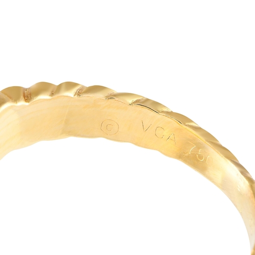 190 - Van Cleef & Arpels Vintage Alhambra 18K Yellow Gold 0.48ct Diamond Ring. It features a solid 18K yel... 