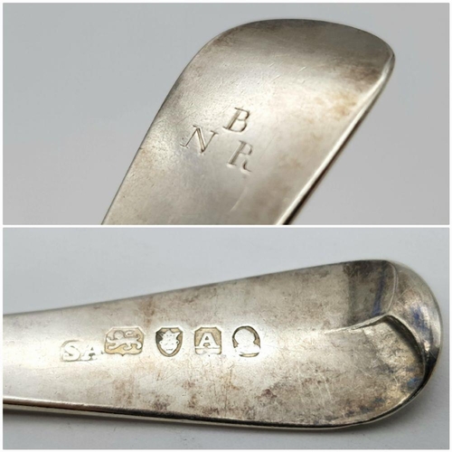 595 - Antique GEORGE III SILVER TABLESPOON. ‘Old English’  Shape. Clear hallmark for Stephen Adams, London... 