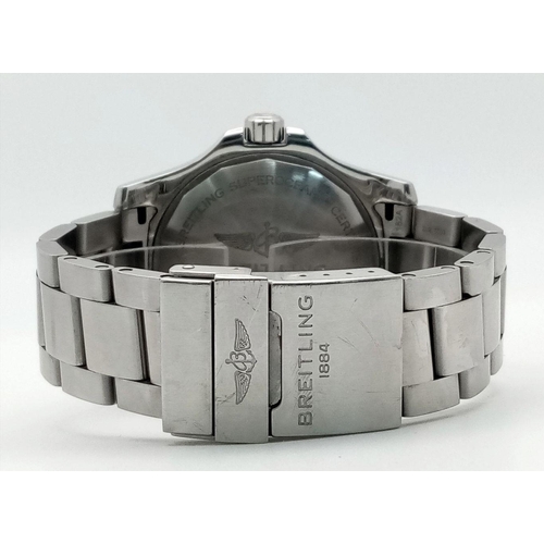 192 - A Breitling SuperOcean Automatic Gents Watch. Stainless steel bracelet and case - 44mm. Blue dial wi... 