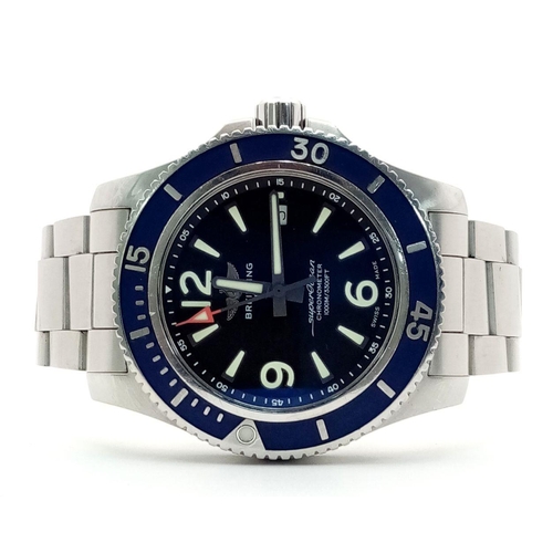 192 - A Breitling SuperOcean Automatic Gents Watch. Stainless steel bracelet and case - 44mm. Blue dial wi... 