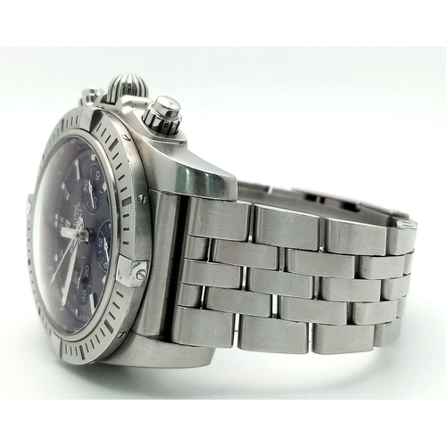 164 - A Breitling Chronograph AB0115 Automatic Gents Watch. Stainless steel bracelet and case - 44mm. Meta... 