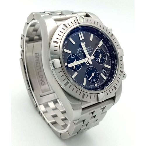 164 - A Breitling Chronograph AB0115 Automatic Gents Watch. Stainless steel bracelet and case - 44mm. Meta... 